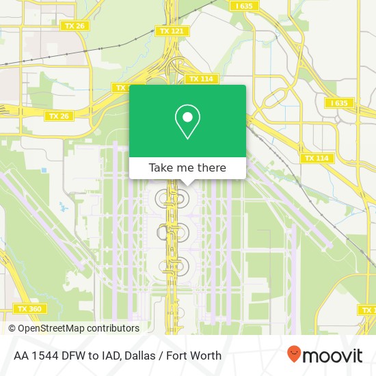 Mapa de AA 1544 DFW to IAD