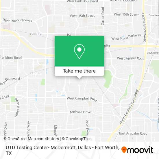 Mapa de UTD Testing Center- McDermott