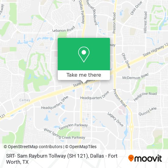 Mapa de SRT- Sam Rayburn Tollway (SH 121)