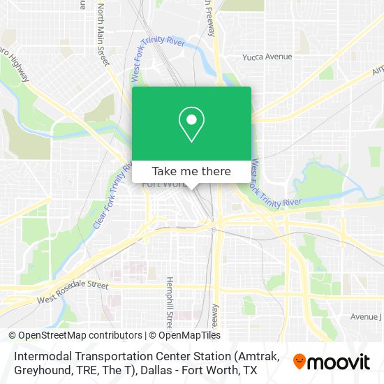 Intermodal Transportation Center Station (Amtrak, Greyhound, TRE, The T) map