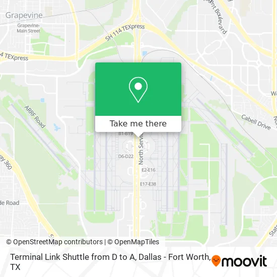 Terminal Link Shuttle from D to A map