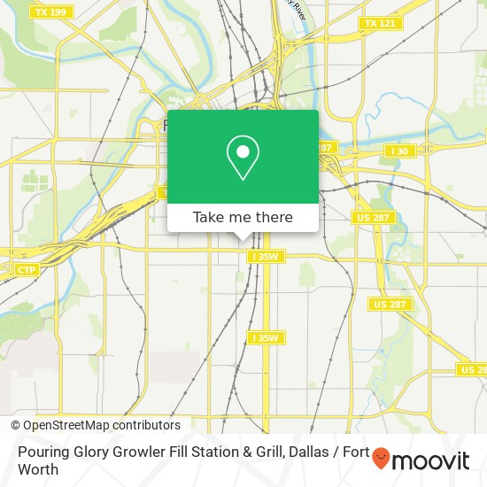 Mapa de Pouring Glory Growler Fill Station & Grill, 1001 Bryan Ave Fort Worth, TX 76104