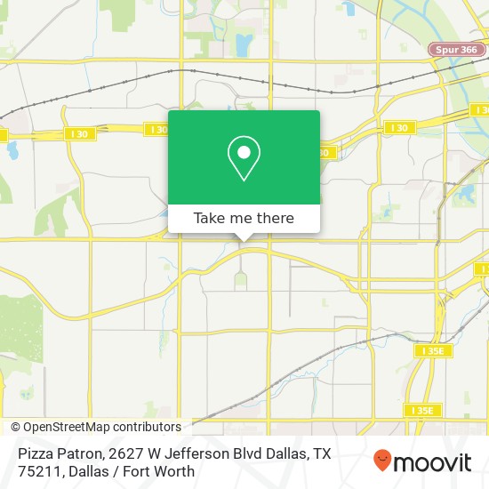 Mapa de Pizza Patron, 2627 W Jefferson Blvd Dallas, TX 75211
