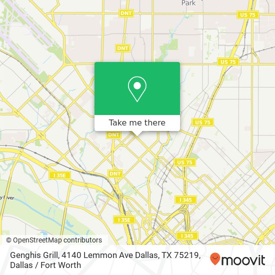 Mapa de Genghis Grill, 4140 Lemmon Ave Dallas, TX 75219