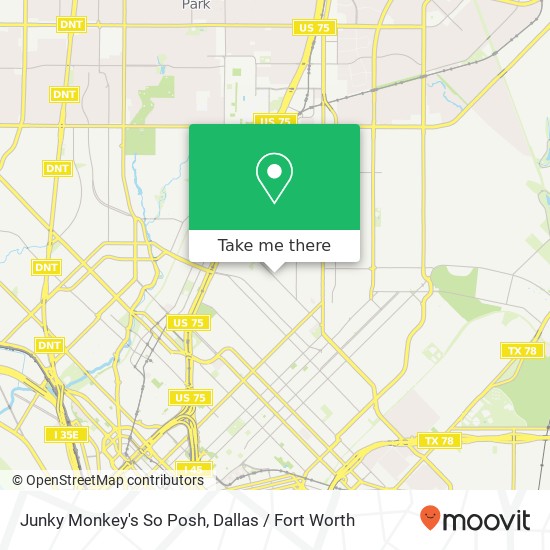 Mapa de Junky Monkey's So Posh, 2400 N Henderson Ave Dallas, TX 75206