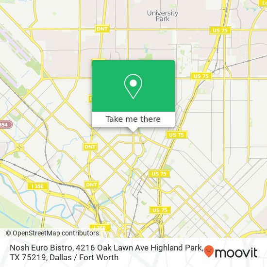 Mapa de Nosh Euro Bistro, 4216 Oak Lawn Ave Highland Park, TX 75219