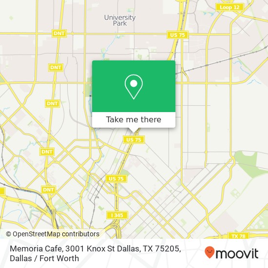 Memoria Cafe, 3001 Knox St Dallas, TX 75205 map