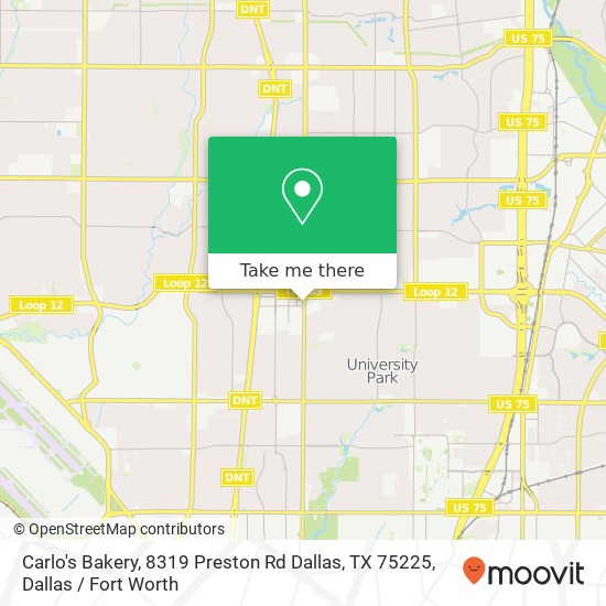 Mapa de Carlo's Bakery, 8319 Preston Rd Dallas, TX 75225