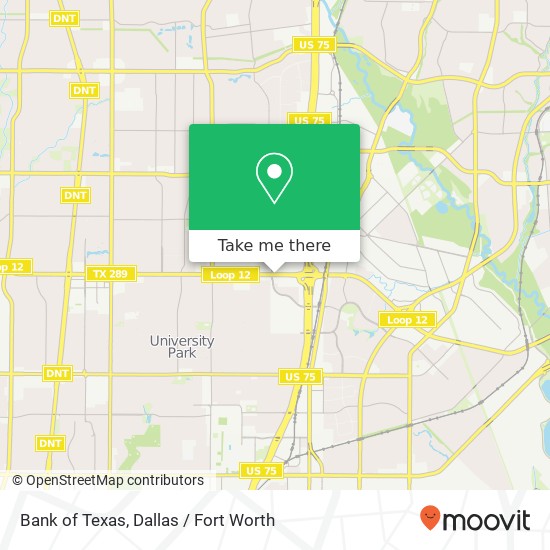 Mapa de Bank of Texas, 7600 W Northwest Hwy Dallas, TX 75225