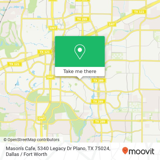 Mapa de Mason's Cafe, 5340 Legacy Dr Plano, TX 75024