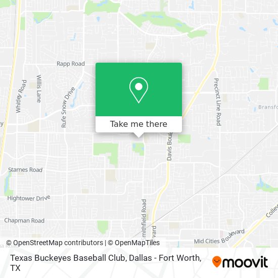 Mapa de Texas Buckeyes Baseball Club