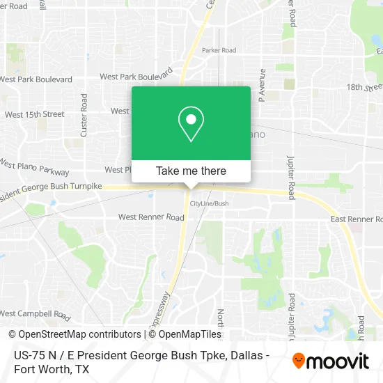 US-75 N / E President George Bush Tpke map