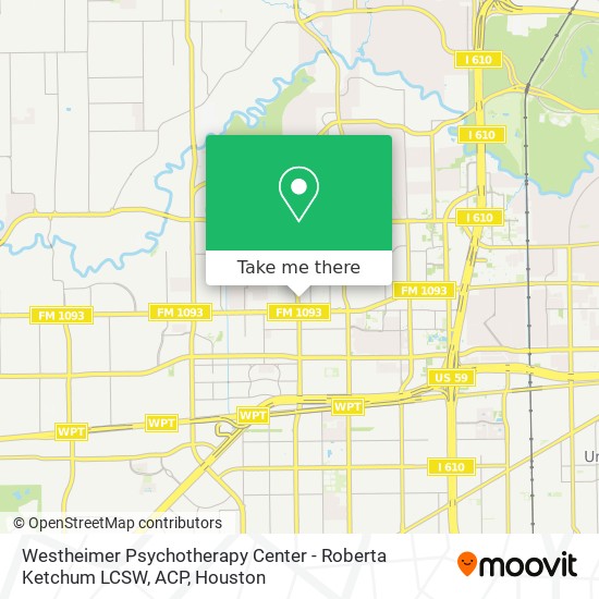 Westheimer Psychotherapy Center - Roberta Ketchum LCSW, ACP map