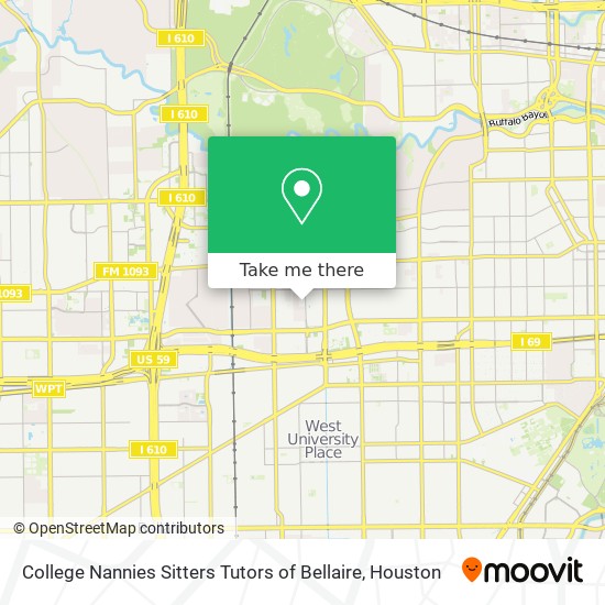 Mapa de College Nannies Sitters Tutors of Bellaire