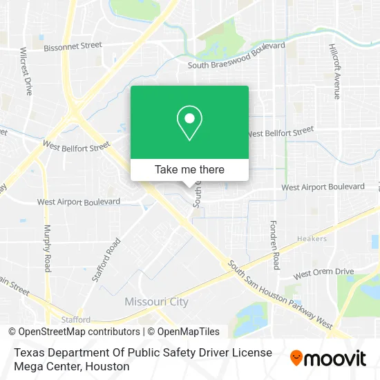 Texas Department Of Public Safety Driver License Mega Center map