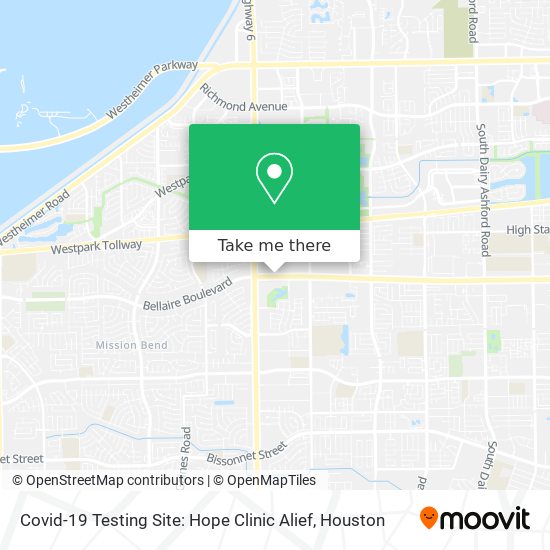 Mapa de Covid-19 Testing Site: Hope Clinic Alief