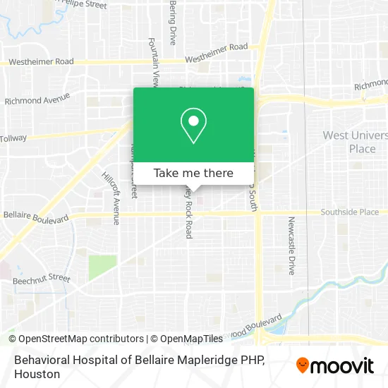 Behavioral Hospital of Bellaire Mapleridge PHP map