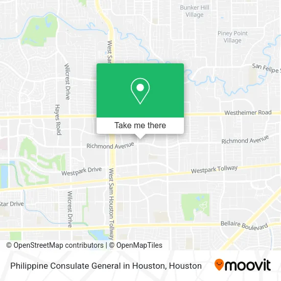 Mapa de Philippine Consulate General in Houston