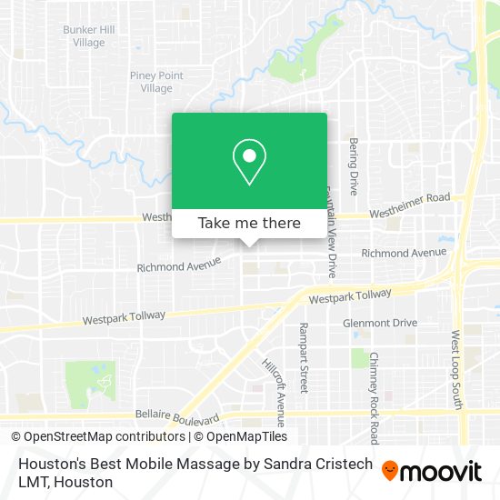 Houston's Best Mobile Massage by Sandra Cristech LMT map