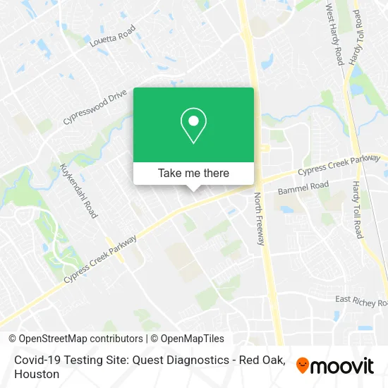 Mapa de Covid-19 Testing Site: Quest Diagnostics - Red Oak