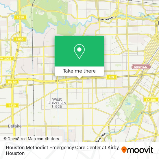 Houston Methodist Emergency Care Center at Kirby map