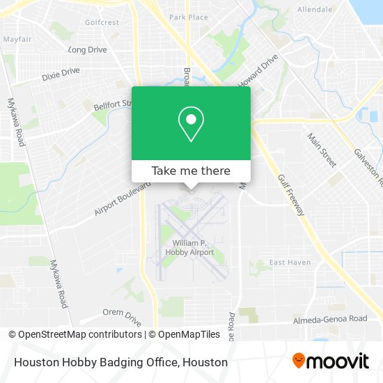 Houston Hobby Badging Office map