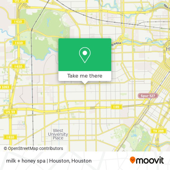 Mapa de milk + honey spa | Houston