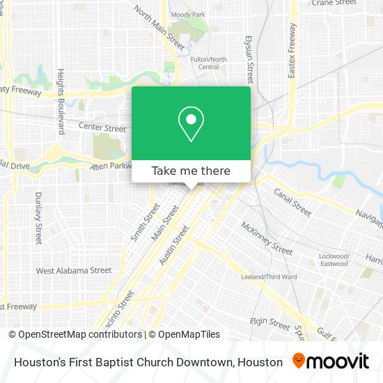 Houston's First Baptist Church Downtown map