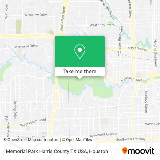 Memorial Park Harris County TX USA map