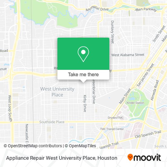 Appliance Repair West University Place map