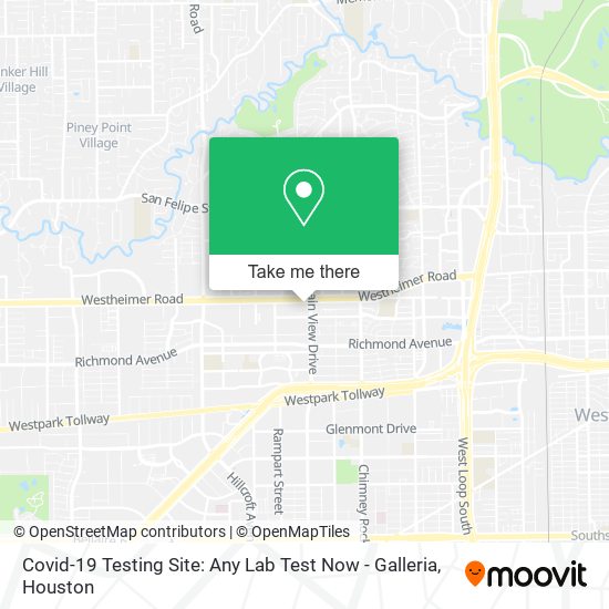 Covid-19 Testing Site: Any Lab Test Now - Galleria map