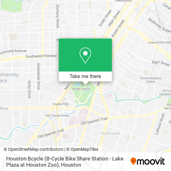 Mapa de Houston Bcycle (B-Cycle Bike Share Station - Lake Plaza at Houston Zoo)