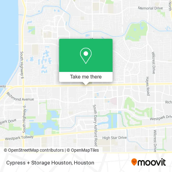 Cypress + Storage Houston map