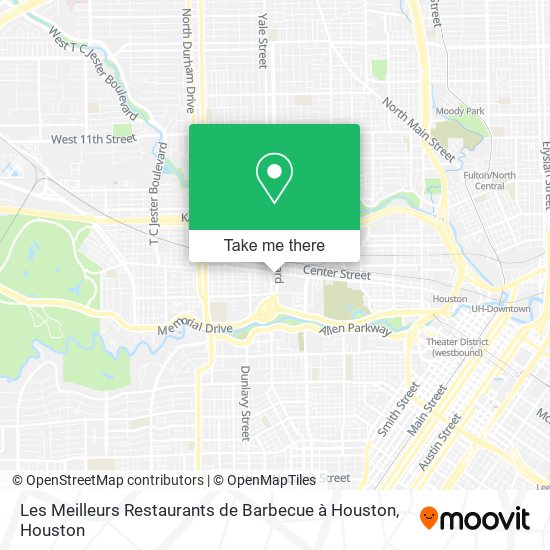 Mapa de Les Meilleurs Restaurants de Barbecue à Houston