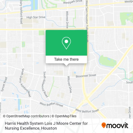 Mapa de Harris Health System Lois J Moore Center for Nursing Excellence