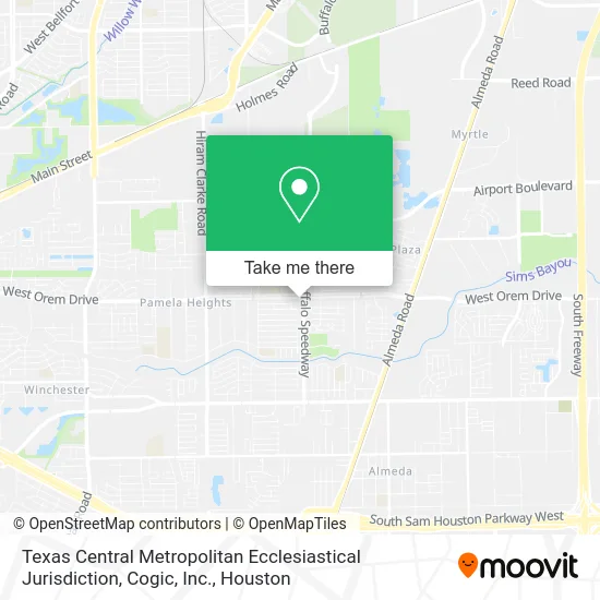 Mapa de Texas Central Metropolitan Ecclesiastical Jurisdiction, Cogic, Inc.