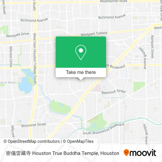 密儀雷藏寺 Houston True Buddha Temple map