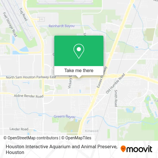 Houston Interactive Aquarium and Animal Preserve map