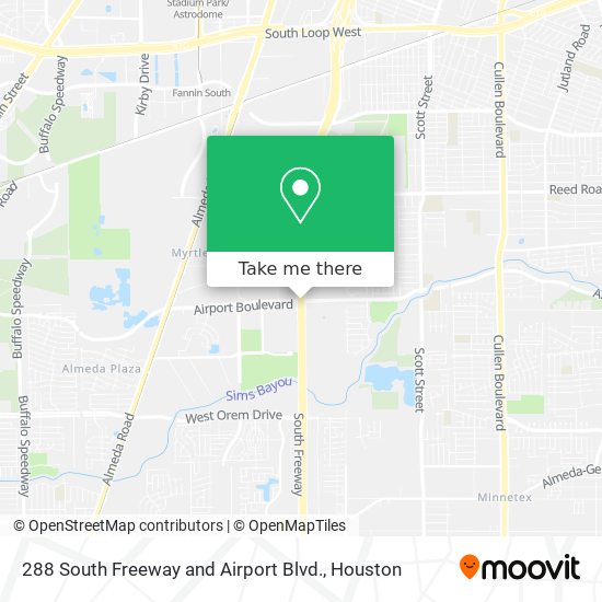 288 South Freeway and Airport Blvd. map