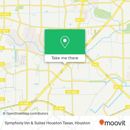 Symphony Inn & Suites Houston Texas map