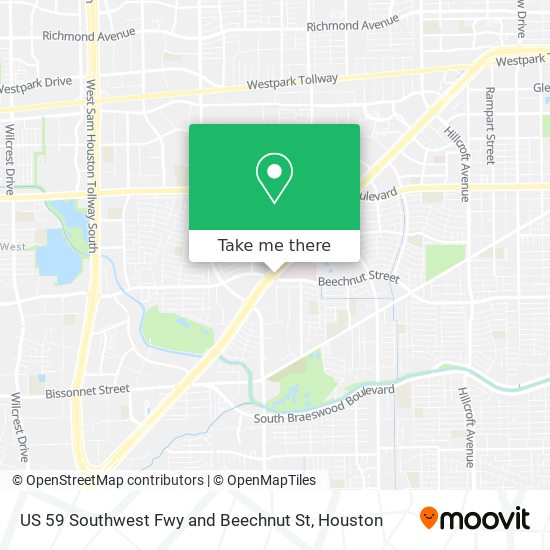 US 59 Southwest Fwy and Beechnut St map
