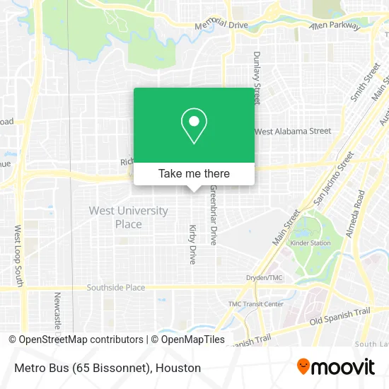 Metro Bus (65 Bissonnet) map