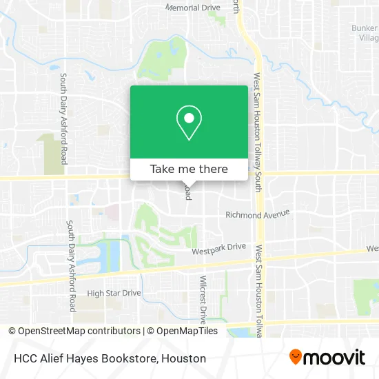 Mapa de HCC Alief Hayes Bookstore