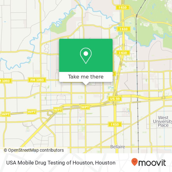 USA Mobile Drug Testing of Houston map