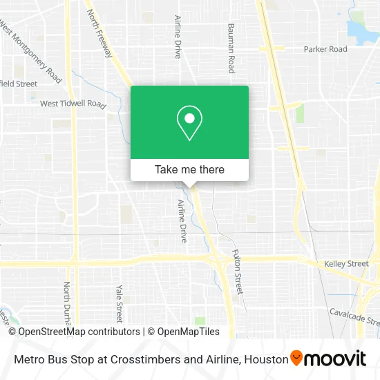 Metro Bus Stop at Crosstimbers and Airline map