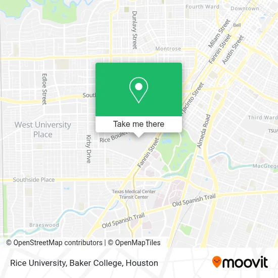 Rice University, Baker College map