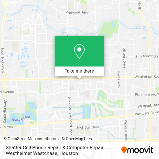 Shatter Cell Phone Repair & Computer Repair Westheimer Westchase map