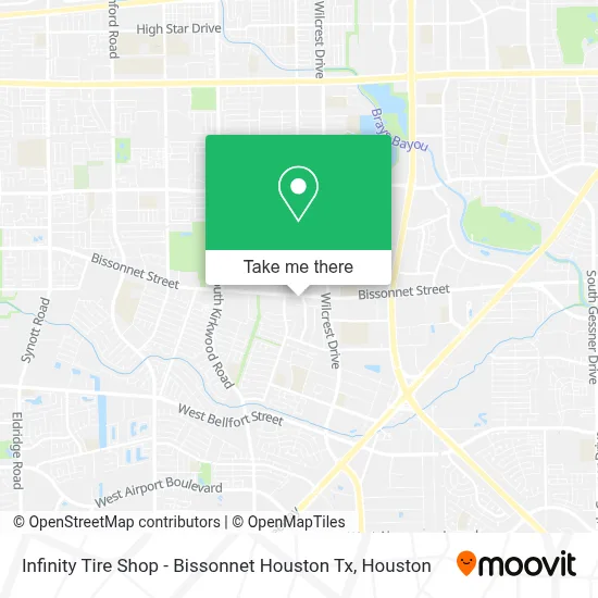 Infinity Tire Shop - Bissonnet Houston Tx map