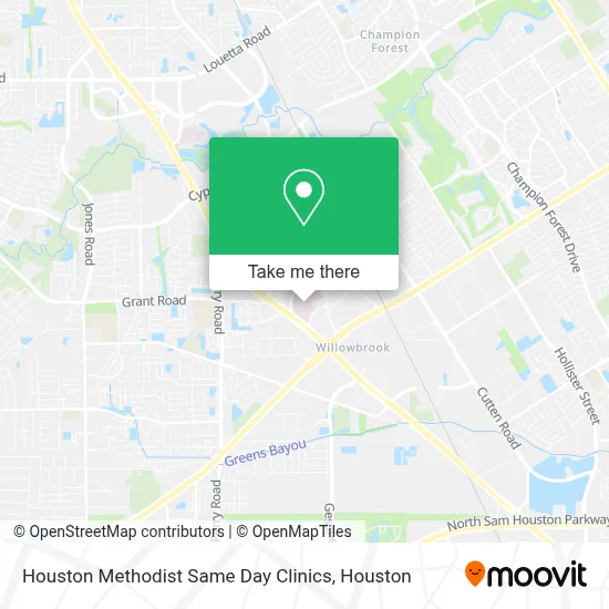 Houston Methodist Same Day Clinics map