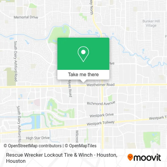 Rescue Wrecker Lockout Tire & Winch - Houston map